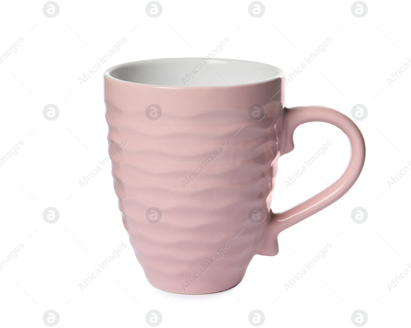 Photo of One beautiful ceramic cup isolated on white