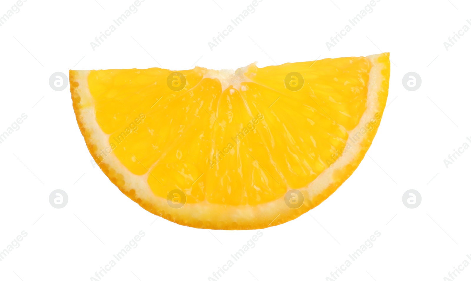 Photo of Slice of fresh orange isolated on white. Mulled wine ingredient