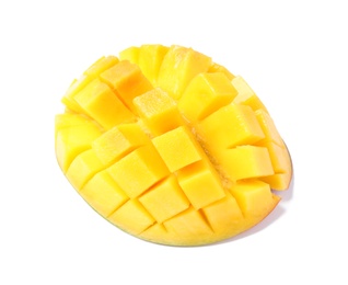 Photo of Fresh juicy mango half isolated on white