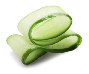 Photo of Slice of fresh cucumber isolated on white