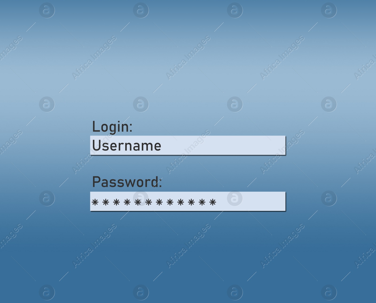 Illustration of Blocked screen of gadget with line for password, illustration. Cyber security