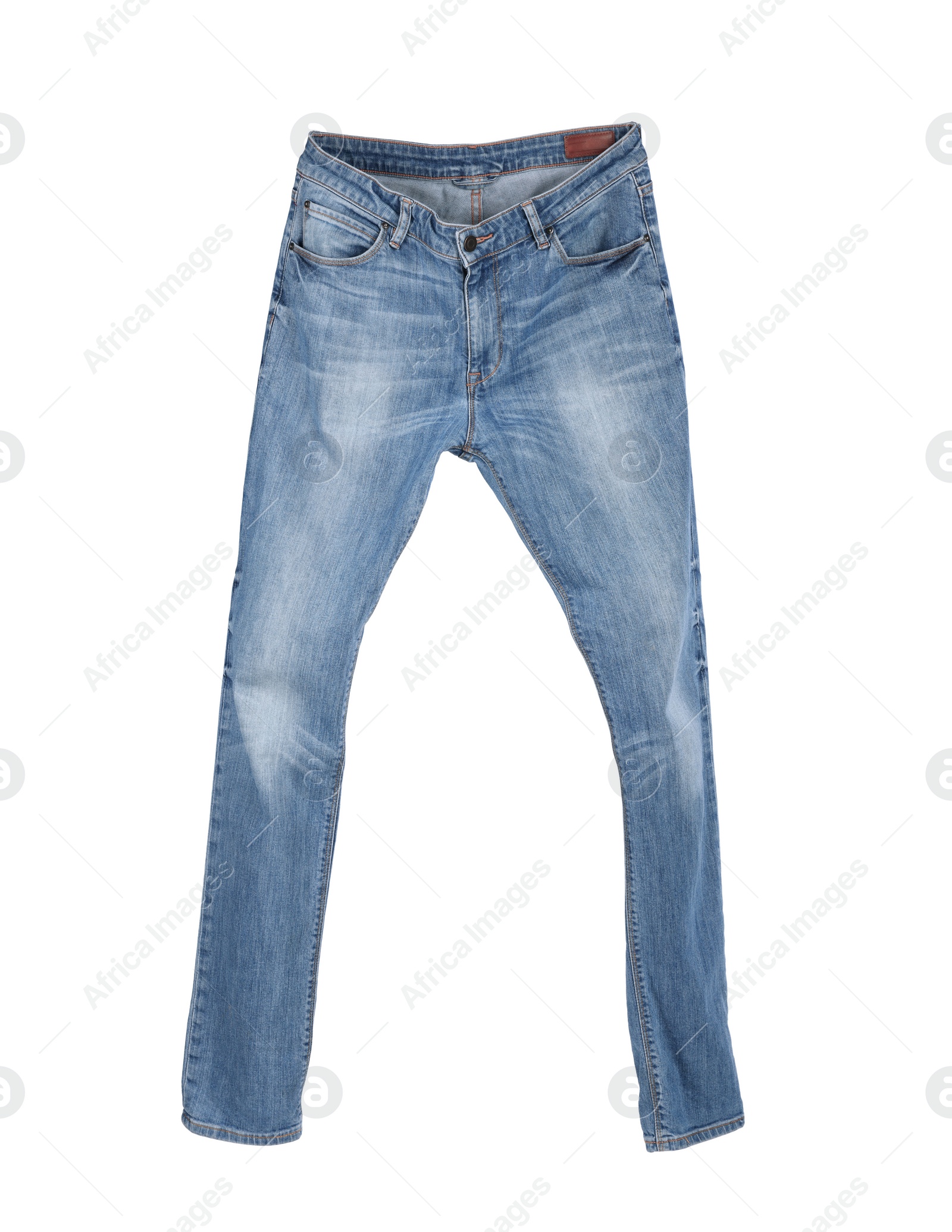 Image of Stylish light blue jeans isolated on white