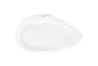 Photo of Sample of clear cosmetic gel isolated on white, top view