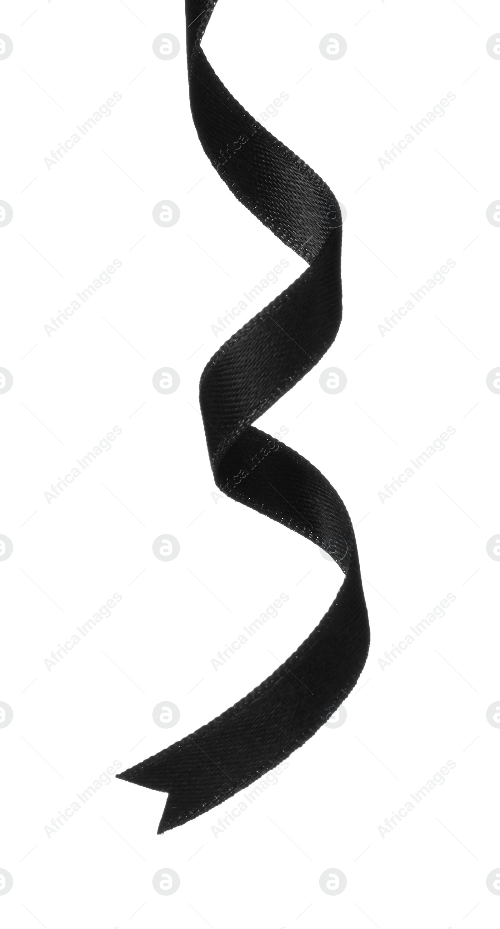 Photo of Beautiful elegant black ribbon isolated on white