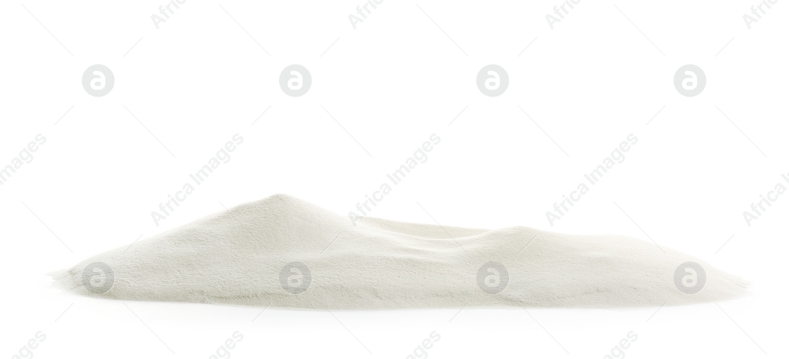 Photo of Heap of dry beach sand on white background