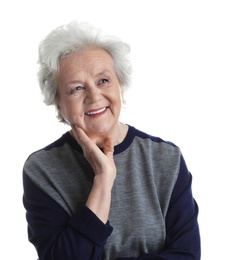 Portrait of mature woman isolated on white