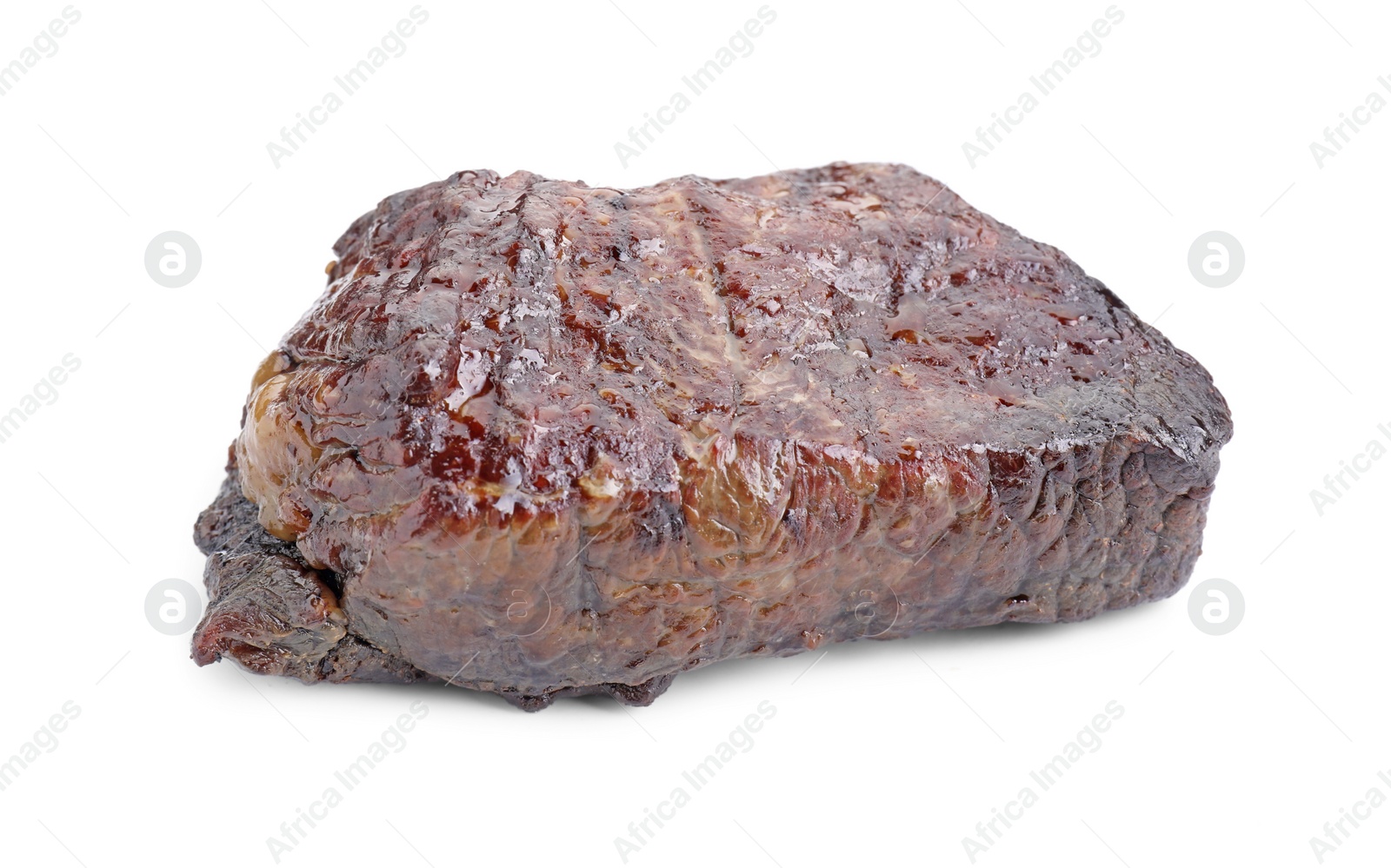 Photo of Piece of delicious grilled beef meat isolated on white