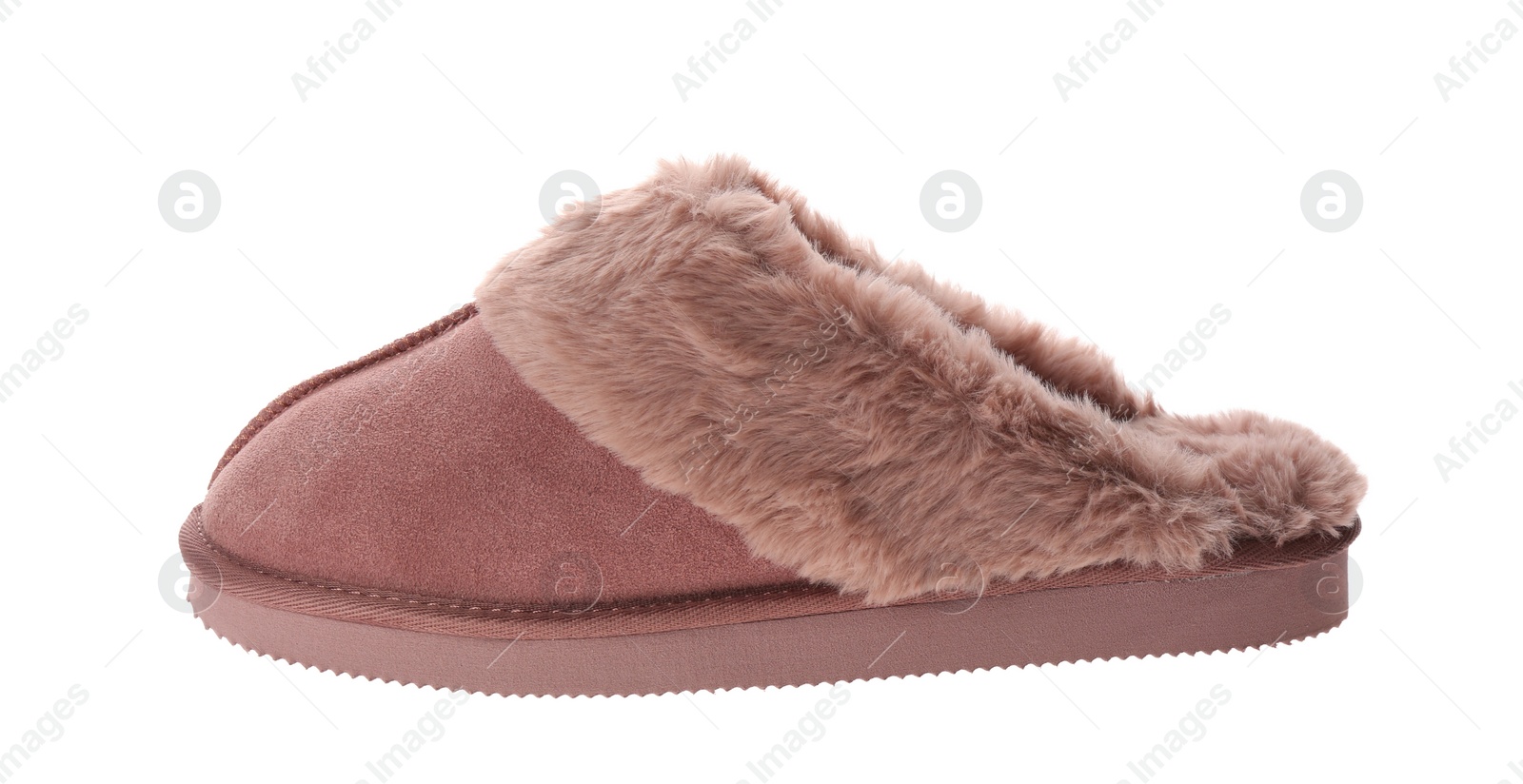 Photo of Single stylish soft slipper on white background