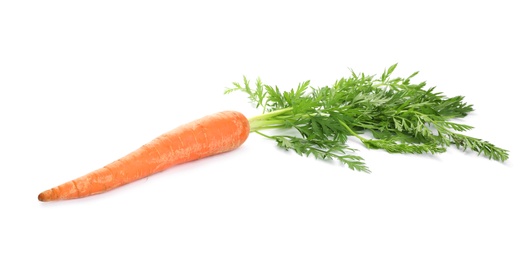 Fresh ripe carrot on white background. Wholesome vegetable