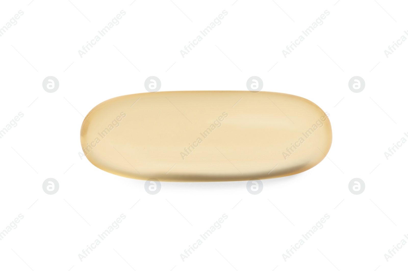 Photo of One pill on white background. Medicinal treatment