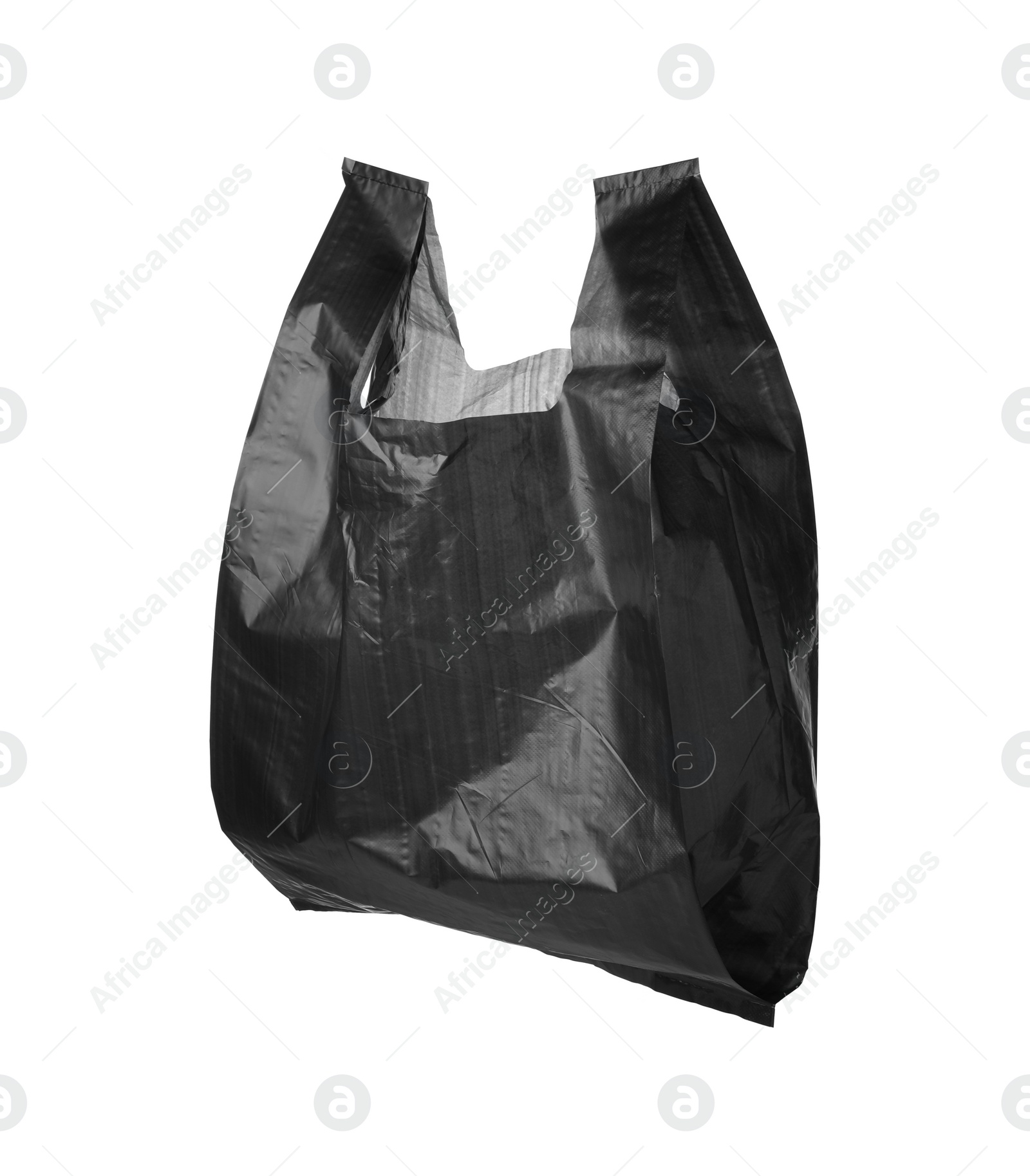 Photo of One black plastic bag isolated on white