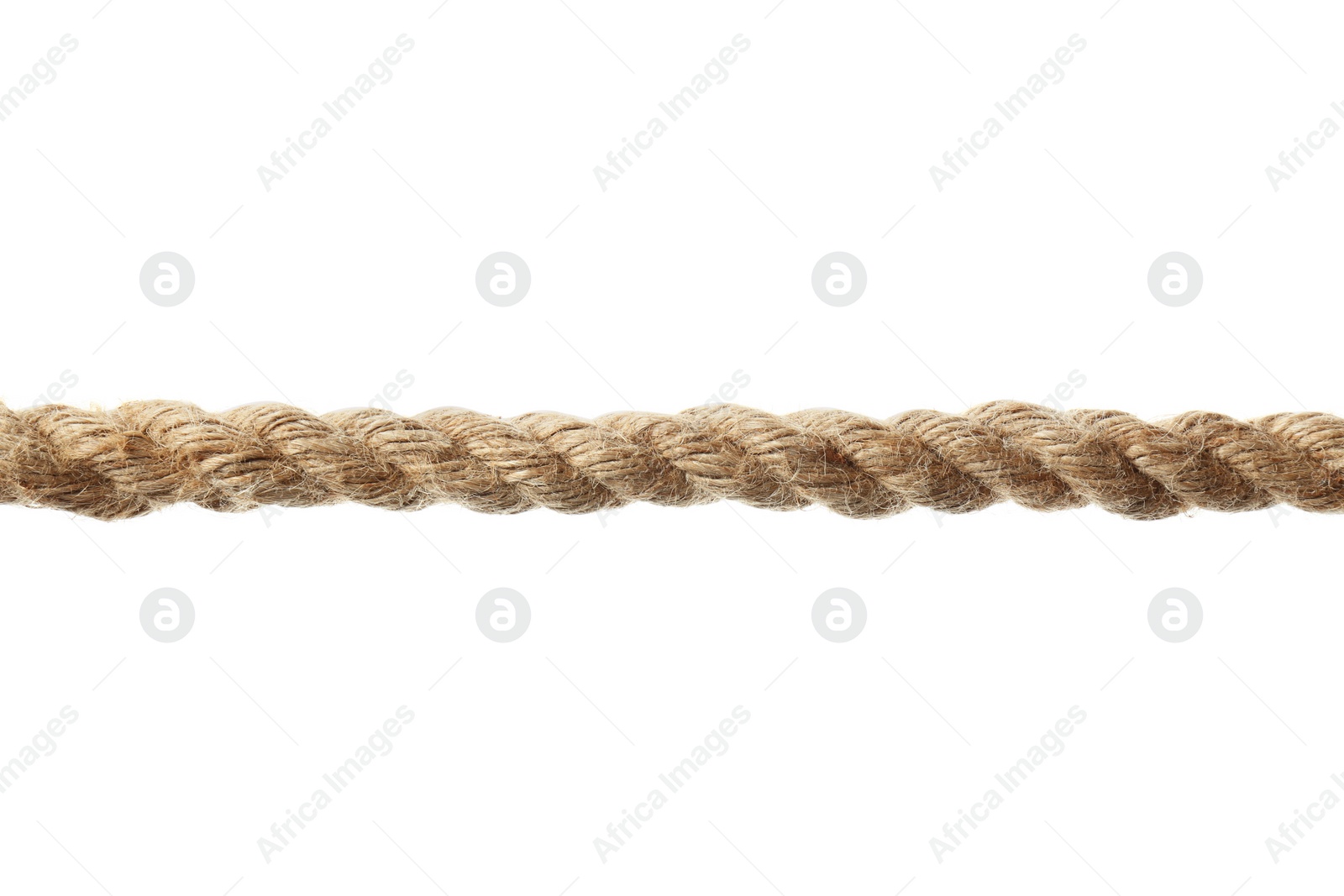 Photo of Hemp rope on white background. Organic material