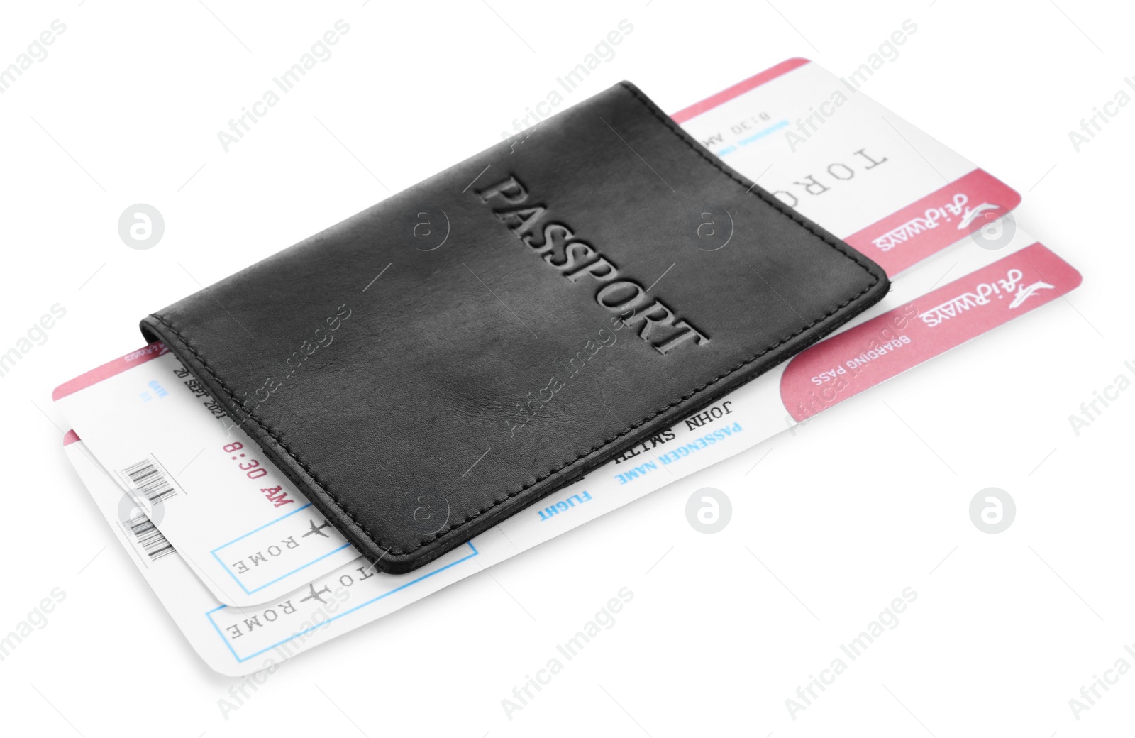 Photo of Passport and tickets isolated on white. Travel agency concept