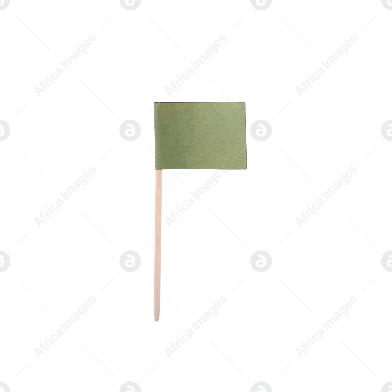 Photo of Small olive paper flag isolated on white