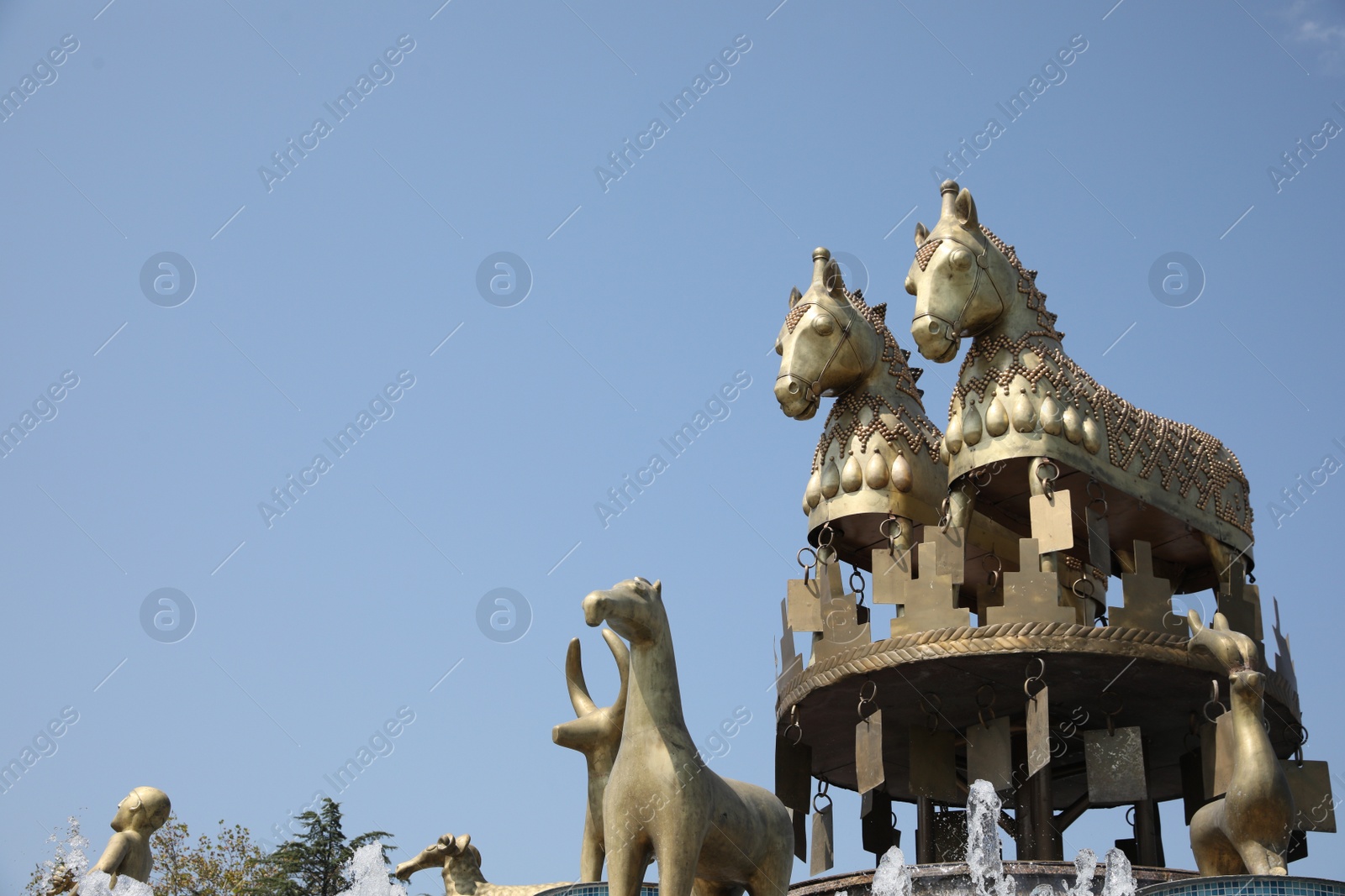 Photo of Kutaisi, Georgia - September 2, 2022: Picturesque view of beautiful Colchis fountain, space for text