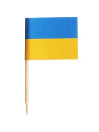 Photo of Small paper flag of Ukraine isolated on white