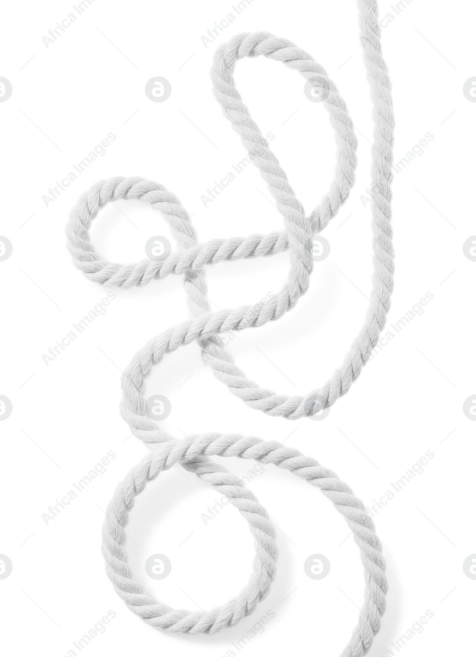 Photo of Hemp rope isolated on white. Natural material