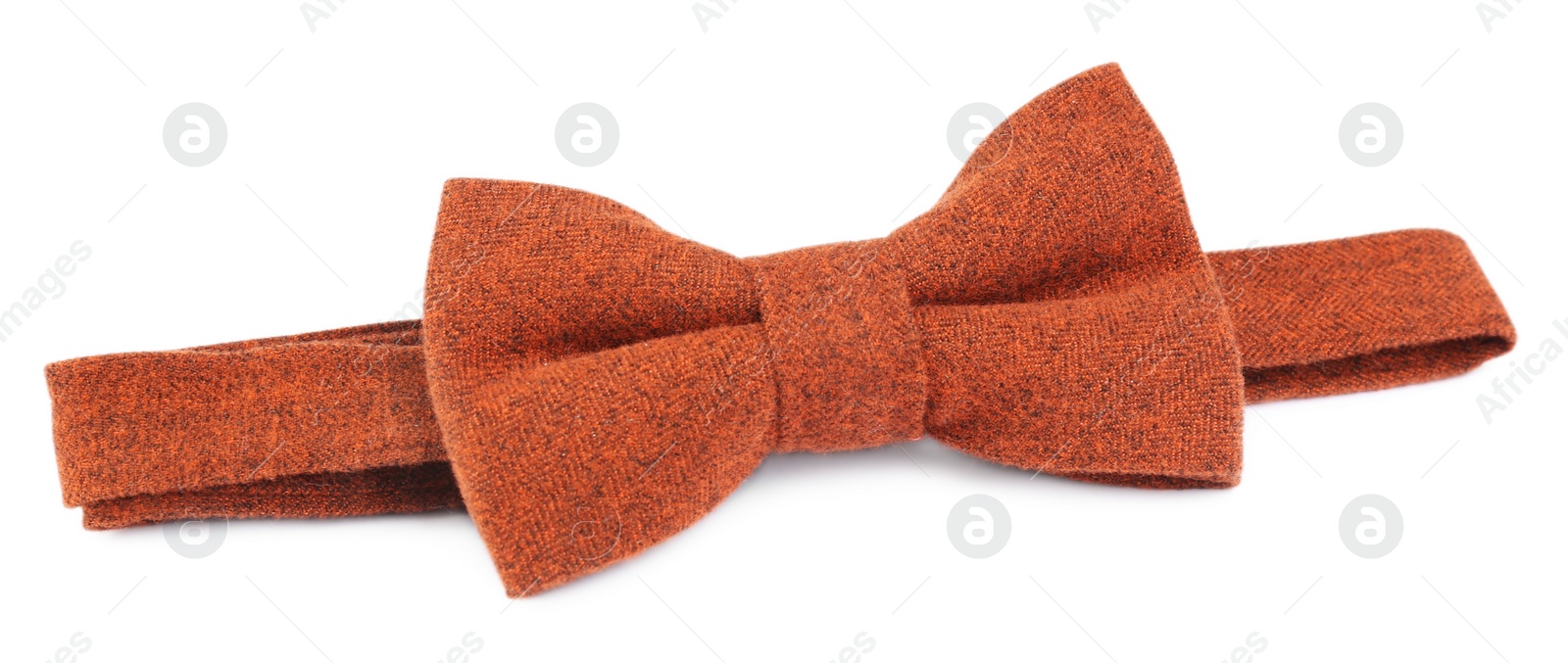 Photo of Stylish orange bow tie isolated on white