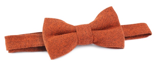 Stylish orange bow tie isolated on white