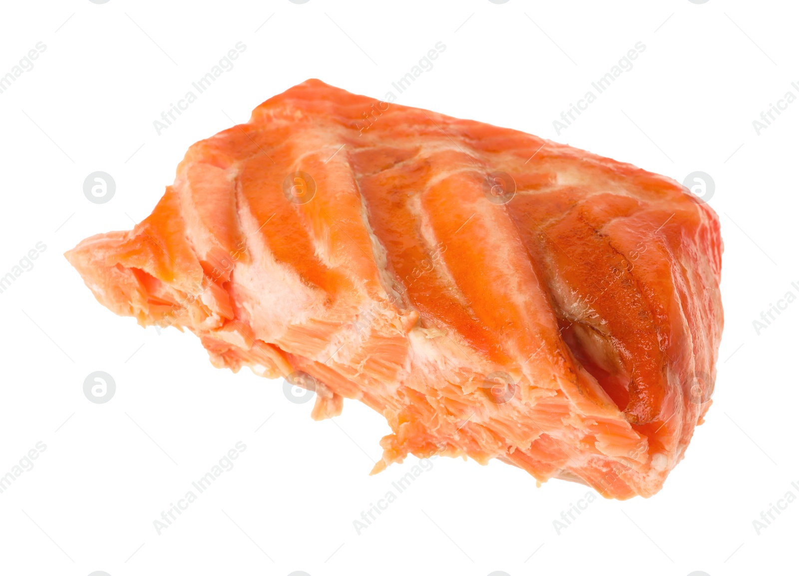 Photo of Piece of tasty grilled salmon isolated on white