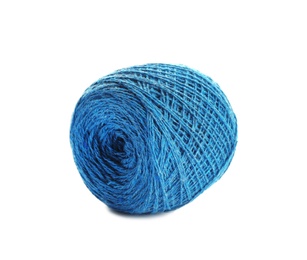 Clew of color knitting thread on white background