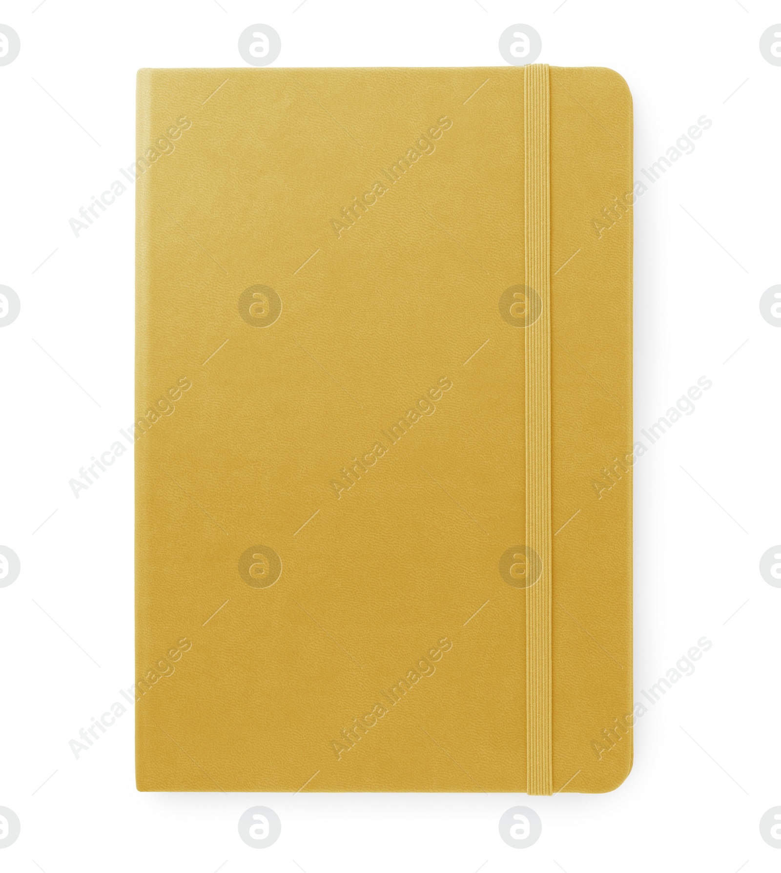 Image of Yellow notebook isolated on white, top view