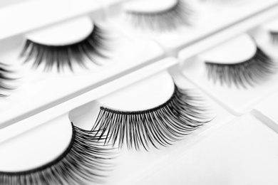 False eyelashes in pack, closeup