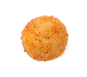 Photo of Delicious fried tofu ball on white background, top view