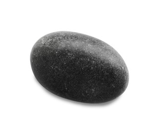 Photo of Black spa stone isolated on white, top view