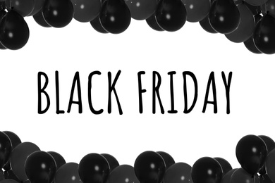 Image of Text BLACK FRIDAY and air balloons on white background