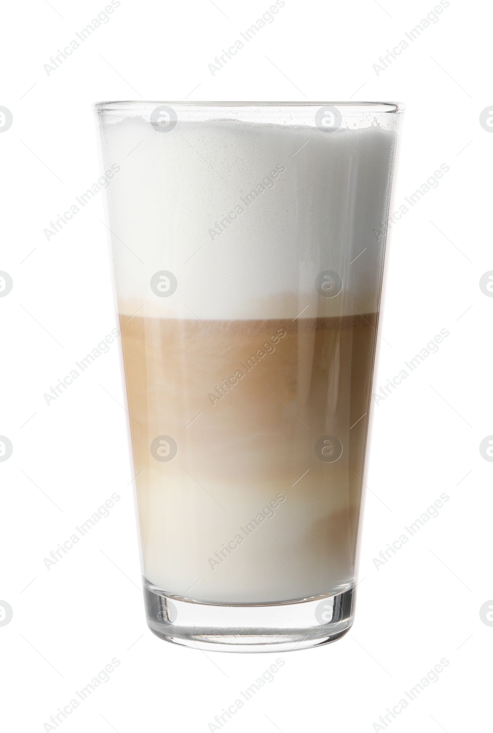 Photo of Aromatic coffee in glass isolated on white