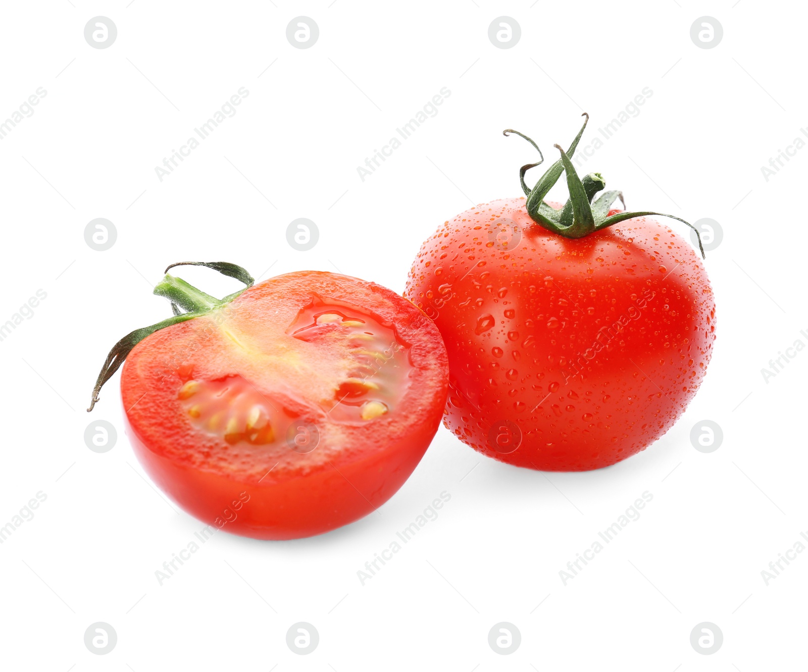 Photo of Fresh ripe red tomatoes on white background