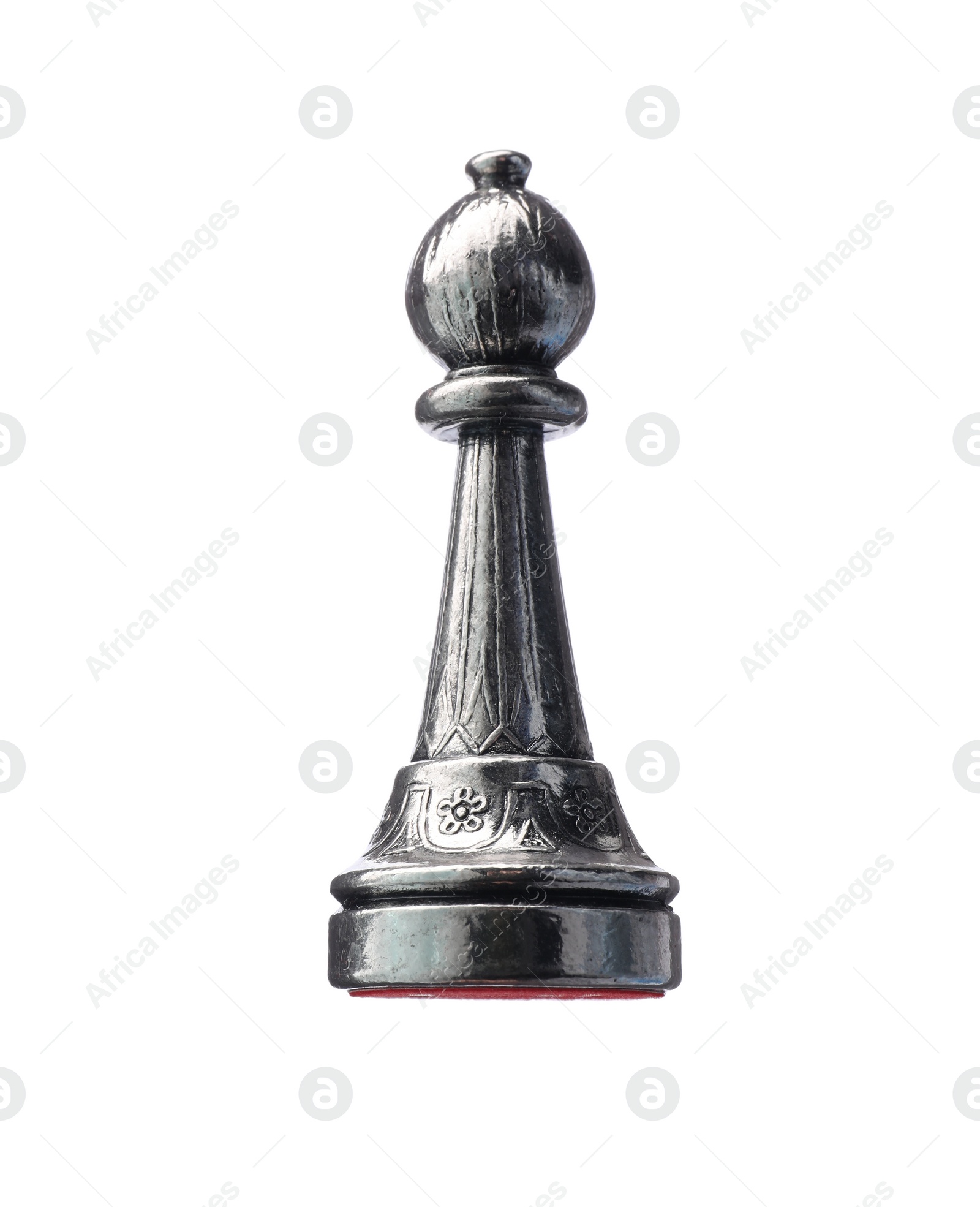 Photo of One black chess bishop isolated on white