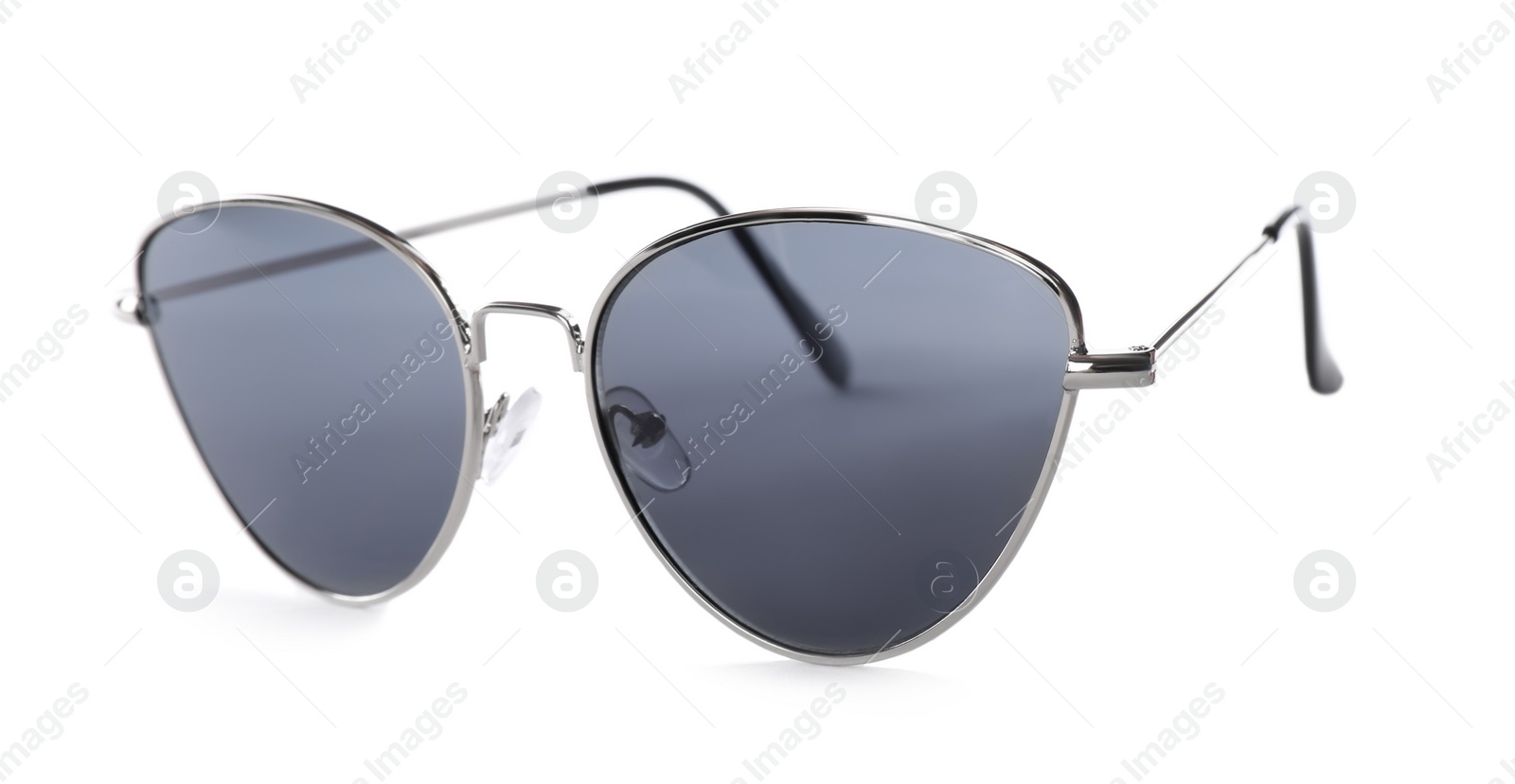 Photo of Stylish sunglasses isolated on white. Beach object