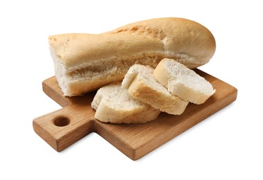 Photo of Pieces of fresh baguette isolated on white