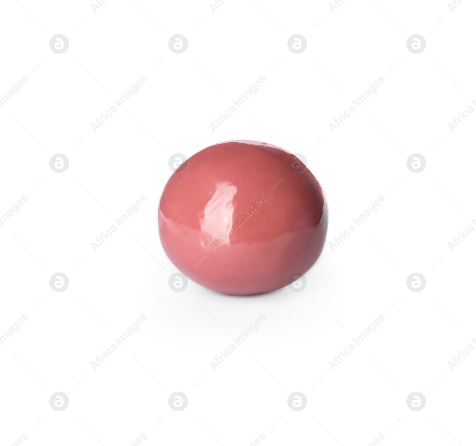 Photo of Delicious pink chocolate candy isolated on white