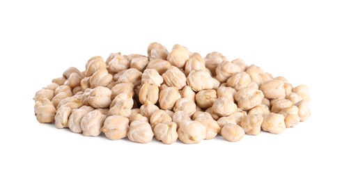 Pile of chickpeas isolated on white. Natural food