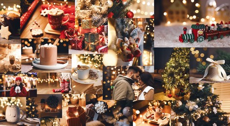 Image of Christmas themed collage. Collection of festive photos, banner design