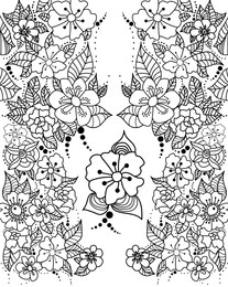 Beautiful flowers on white background, illustration. Coloring page