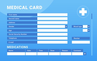 Illustration of  blank medical card. Health care