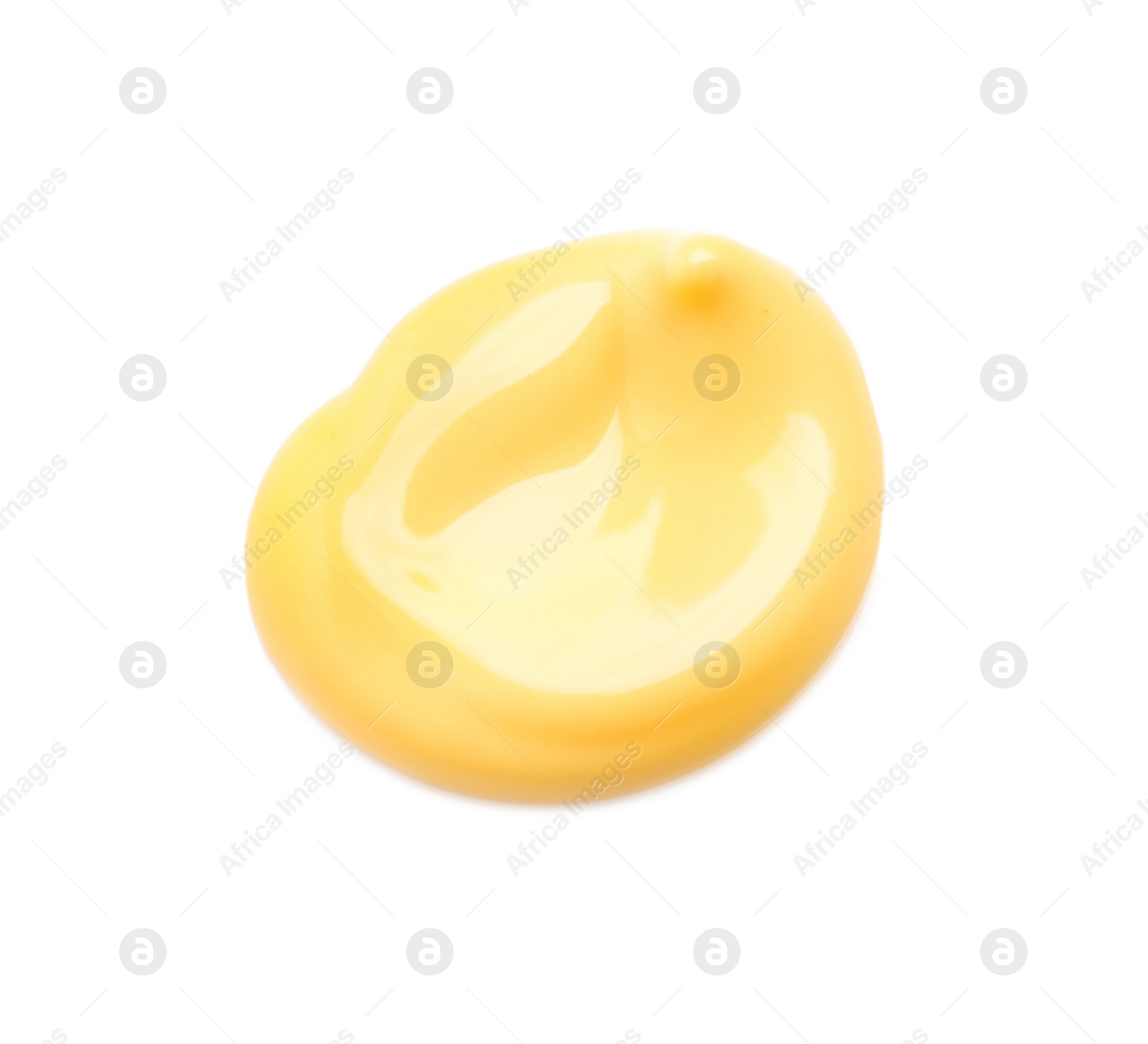 Photo of Delicious melted cheese isolated on white, top view