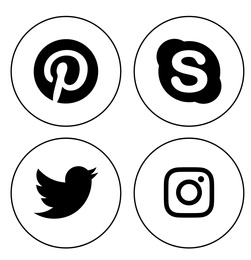 MYKOLAIV, UKRAINE - APRIL 5, 2020: Collection of different social media apps icons, black and white