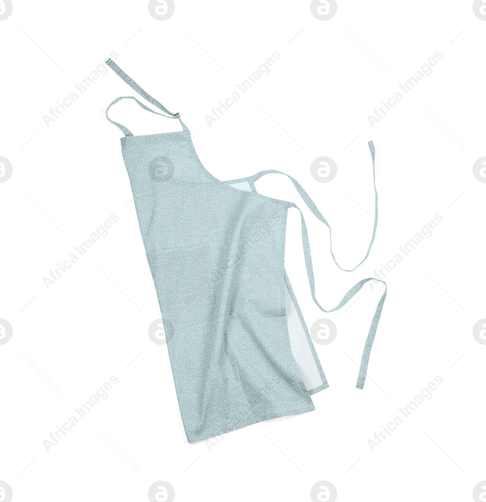 Photo of Grey kitchen apron with pattern isolated on white