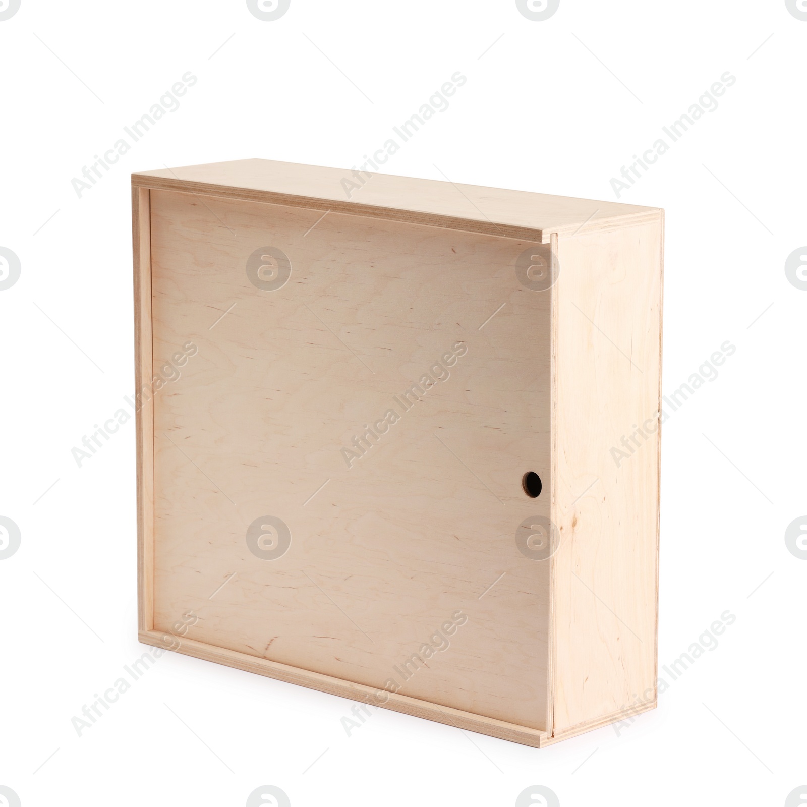 Photo of One wooden wine box isolated on white