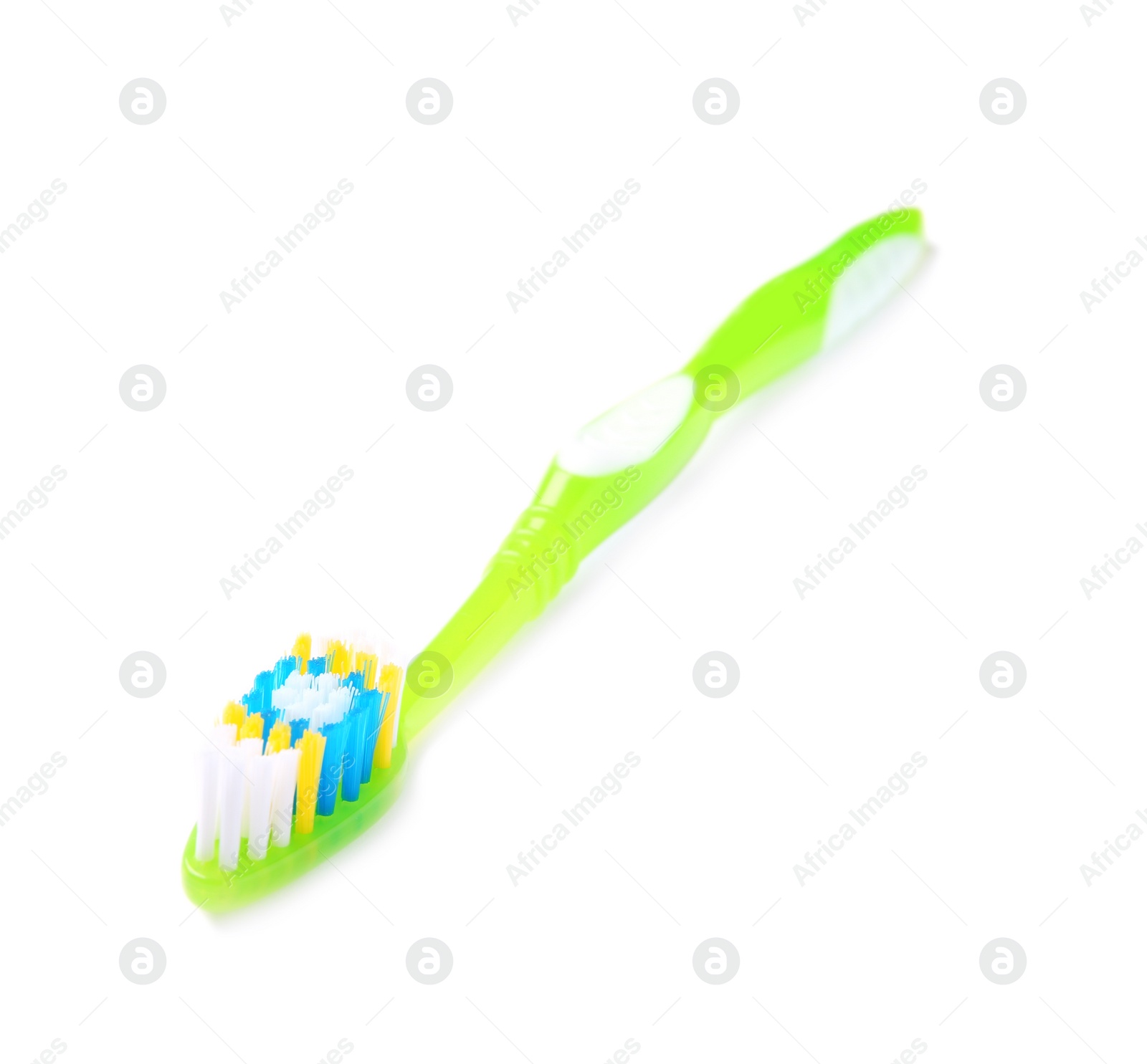 Photo of Manual toothbrush on white background. Dental care