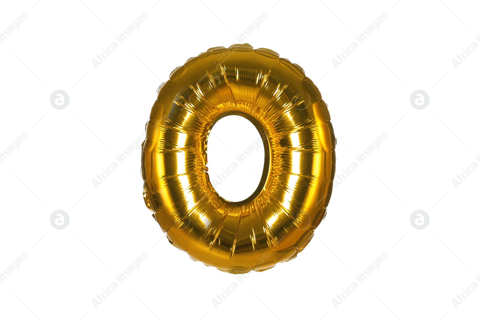 Photo of Golden letter O balloon on white background
