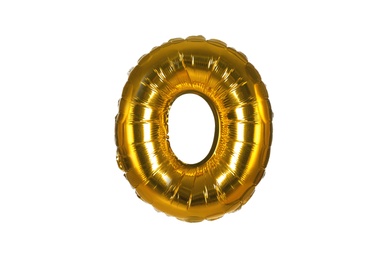 Golden letter O balloon on white background