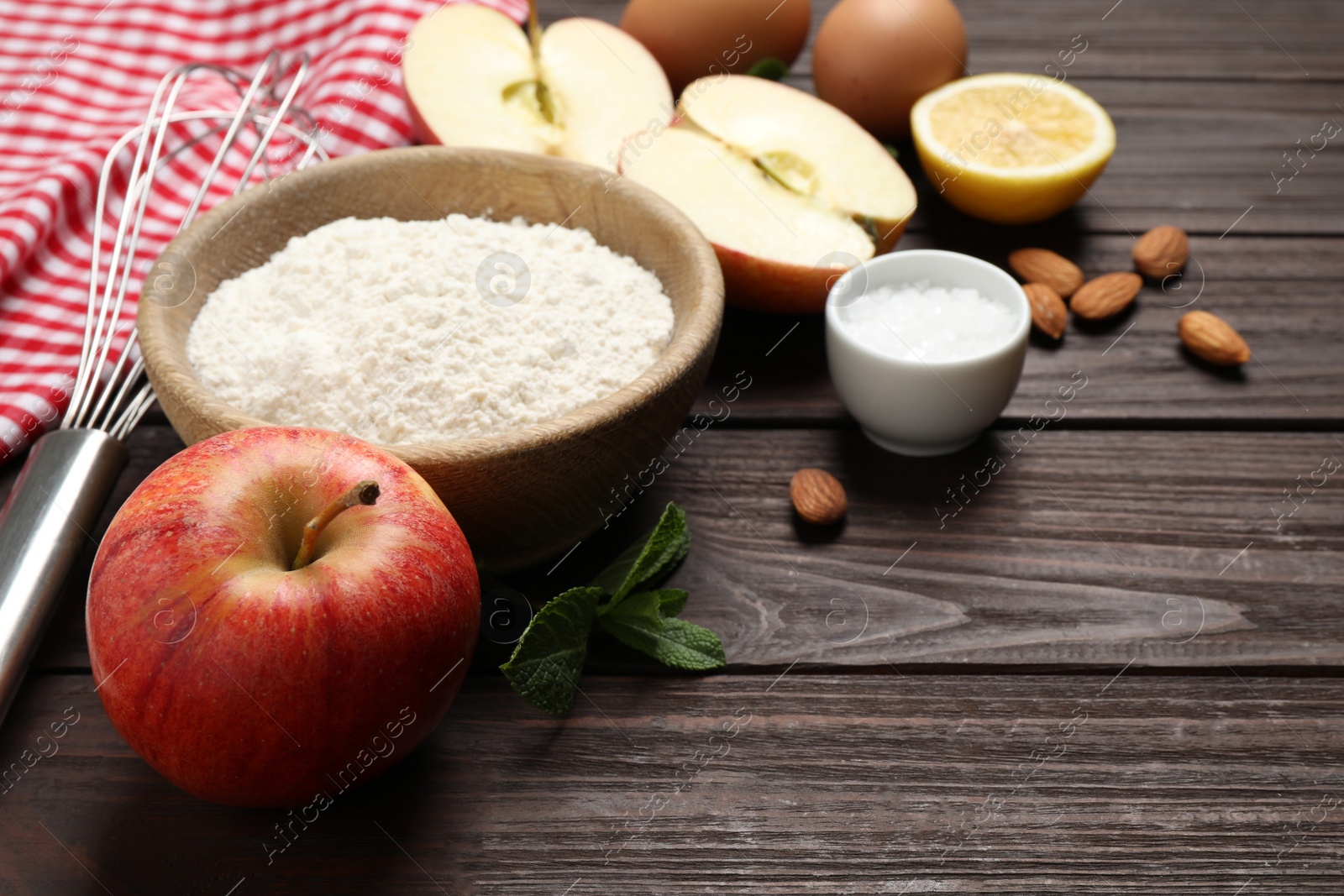 Photo of Fresh products on wooden table. Healthy cooking