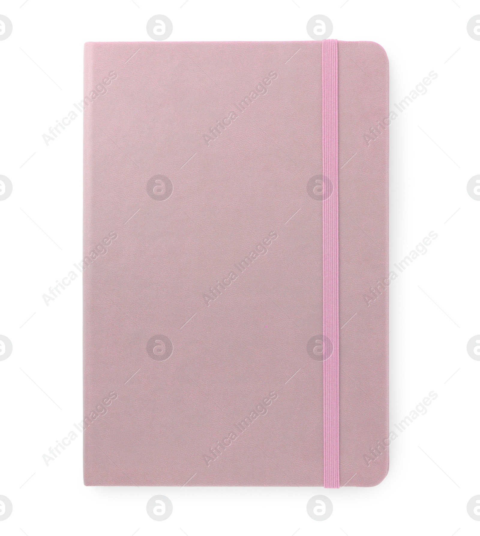 Image of Light pink notebook isolated on white, top view