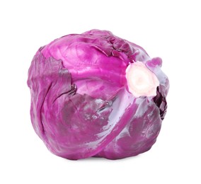 One whole red cabbage isolated on white